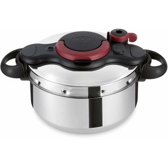 T-fal Clipso minut Easy - Pentola a Pressione in Acciaio Inox con 5 Sistemi di Sicurezza e Chiusura Facile con Una Sola Mano, Colore: Nero 6 Litros