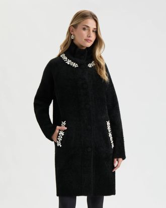 NVLT Womens Eyelash Coatigan with Rhinestones