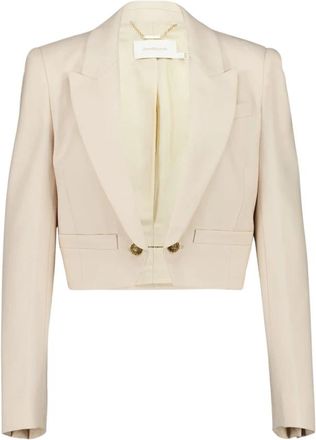 Zimmermann Hypnotic Cropped Blazer - Dames - Blazers - Beige - M - Wol - Jassen