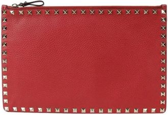 Valentino Pre-owned Clutches, female, Red, Size: ONE SIZE Pre-owned Leather Clutch