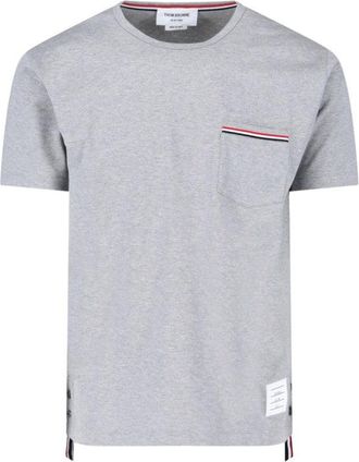 Thom Browne Tricolor Detail T-Shirt - Grey