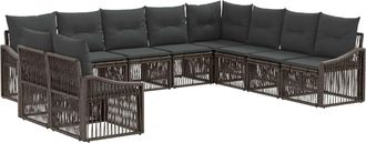 vidaXL Conjunto De Sof&aacute;s De Jard&iacute;n 10 Uds. Gris Rat&aacute;n Sint&eacute;tico Vidaxl
