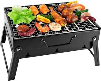 OEM Parrilla De Carb&oacute;n Port&aacute;til - Barbacoa Peque&ntilde;a - Cocina Al Aire Libre - Dise&ntilde;o Plegable - 35 X 27 X 20 Cm - Plateada