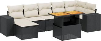 vidaXL Set De Sof&aacute;s De Jard&iacute;n 8 Piezas Y Cojines Rat&aacute;n Sint&eacute;tico Negro Vidaxl