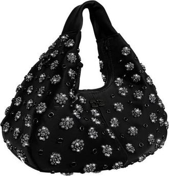 Ganni Mini Flowers Hobo Bag in Black at Nordstrom