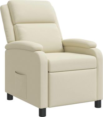 vidaXL Recliner Crema Cuero Sint&eacute;tico Vidaxl