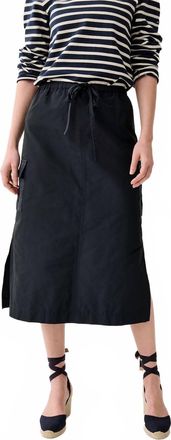 Ann Mashburn Willa Faille Midi Skirt In Navy