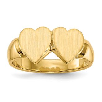 Diamond2Deal 14k Yellow Gold Closed Back Double Heart Signet Ring