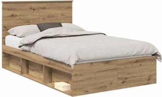 vidaXL Bed Frame Artisian Oak 120 x 190 cm Solid Pine Wood vidaXL