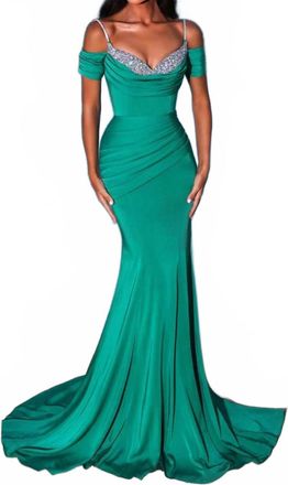 Portia & Scarlett Diamond Sweetheart Neckline Gown In Emerald