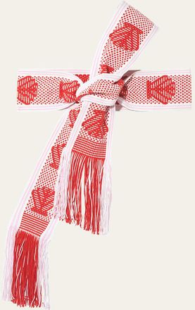 Pippa Holt Handwoven Wide Pink, White and Red Shells Belt