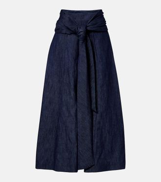 Gabriela Hearst Gonna midi Zivan in denim di cotone e lino