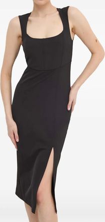 Patrizia Pepe Midi-jurk met diepe ronde hals - Zwart