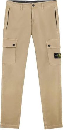 Stone Island Slim Fit Cargo Broek van Stretchkatoen - Heren - Slim Fit Broeken - Beige - W30 - Katoen - Broeken