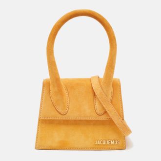 Jacquemus Le Chiquito Moyen Mustard Suede Top Handle Bag