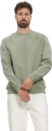 Tommy Jeans Hoodies & sweatvesten, Heren, Groen, M, Katoen, TJM Reg S Flag Crew Ext