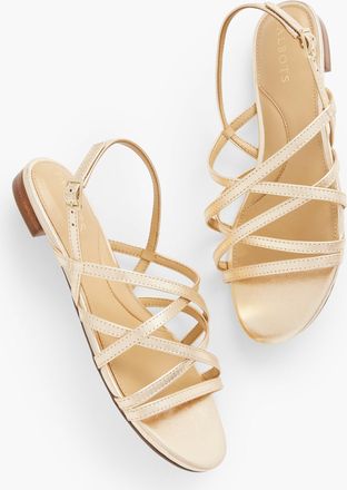 Talbots Aria Strap Metallic Leather Sandals - Gold - 8M Talbots