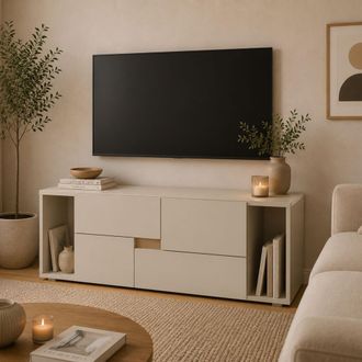 Dmora Cajonera Lamimoli, 2 Cajones, Apertura Deslizante, Cierre Deslizante, 94x30x40h Cm Beige Cashmere