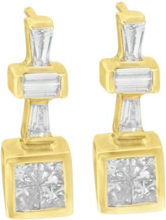 House of Brilliance 14K Yellow Gold 1 1/3 cttw Diamond Hoop Earrings at Nordstrom