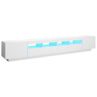 Berkfield Home TV Cabinet with LED Lights White 260x35x40 cm | Size: 260 x 35 x 40 cm