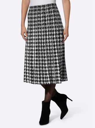 Heine Schlupfrock HEINE, Damen, Gr. 34, beige (schwarz, ecru, gemustert), 50% Viskose, 28% Polyester, 22% Polyamid, Hahnentrittmuster, gemustert, mehrfarbig