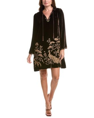 Johnny Was Kimono Sleeve Relaxed Silk-Blend Mini Dress