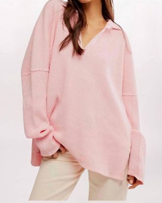 Free People Travis Polo Top In Pale Rosette