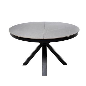 Koketto Home Mesa redonda extensible 130 patas negras y tapa porcel&aacute;nica gris