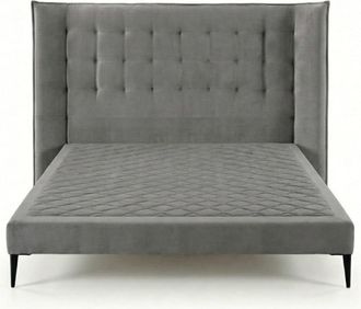 Colch&oacute;n Morfeo Pack Base tapizada + Cabecero acolchado Gris - 160x200 cm