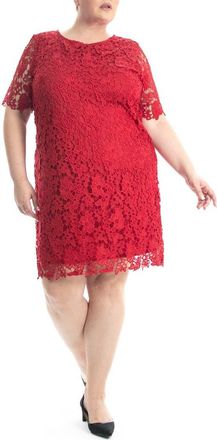 Nina Leonard Crochet Lace Sheath Dress in Nina Red at Nordstrom Rack, Size 3X
