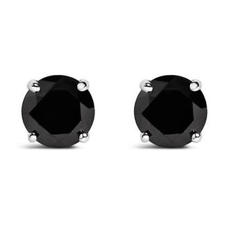 House of Brilliance 925 Sterling Silver 3/4 Cttw Black Diamond Solitaire Stud Earrings at Nordstrom