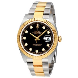 Rolex Datejust 41 Black Dial Diamond Steel and 18K Yellow Gold Oyster Mens Watch 126333BKDO