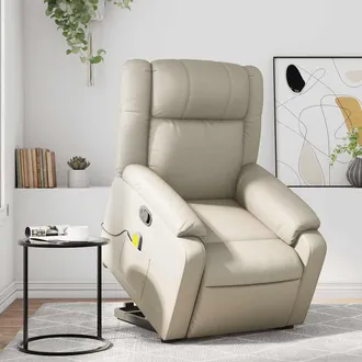 vidaXL Vidaxl - Sill&oacute;n Reclinable De Masaje De Pie Cuero Artificial Color Crema