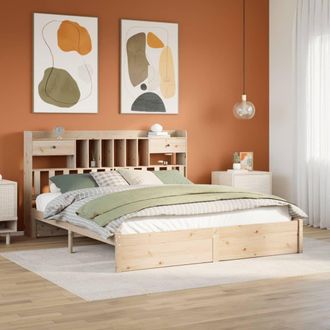 Berkfield Home Bookcase Bed without Mattress 180x200cm Super King Solid Wood Pine in Brown