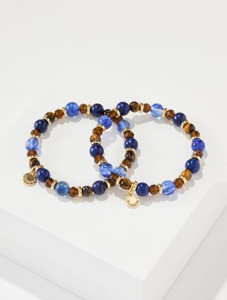 Talbots Bead Collection Stretch Bracelet Set - Clematis Blue/Gold - 001 Talbots