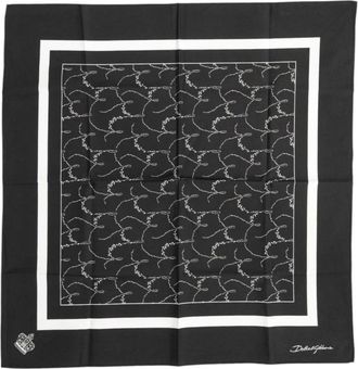 Dolce & Gabbana Logo Details Vierkante Foulard Sjaal - Heren - Sjaals - Zwart - ONE Size - Katoen - Accessoires