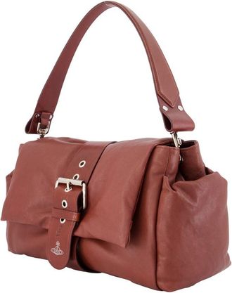 Vivienne Westwood Womens Hazel Treasure Shoulder Bag Burgundy Calfskin