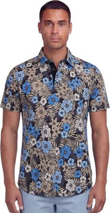 Lords of Harlech Tropical Mix Mens Knit Polo in Tropical Mix Black at Nordstrom, Size Medium