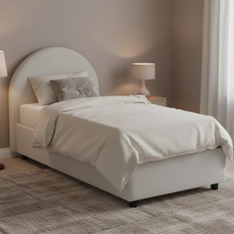 Dmora Talamo Italia - Cama Individual Alice, Cama Contenedor Con Tapizado En Ecopiel, 100% Made In Italy, Apertura Frontal, Con Colch&oacute;n 80x190 Cm Incluido, 