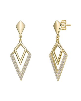 Rachel Glauber 14K Plated Cz Geometric Earrings