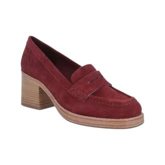 Chocolat Blu Womens Irene Penny Loafer Heels In Bordo Suede
