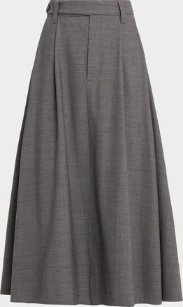Brunello Cucinelli Virgin Wool A-Line Midi Skirt
