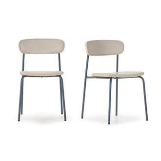 Calicosy Sillas en lote de 2 en cuero sint&eacute;tico h78 cm - beige