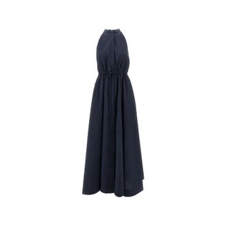 Emporio Armani Maxi Dresses, female, Blue, Size: 2XS Drawstring Sleeveless Maxi Dress