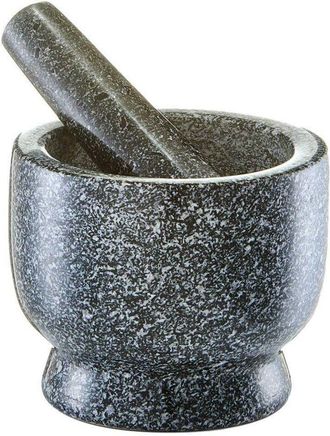 ZELLER 24500 - Set di mortaio e pestello, granito, colore antracite