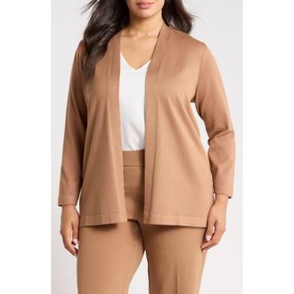 Anne Klein Chatham Open Front Cardigan in Vicuna at Nordstrom, Size 0X