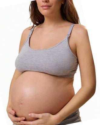 Kindred Bravely Busty French Terry Maternity & Nursing Bralette - Fits Sizes 30E-44H in Grey Heather at Nordstrom, Size X-Large