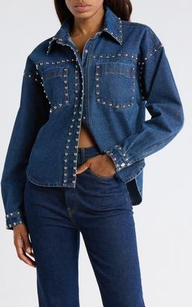 Vigoss Studded Denim Shacket in Dark Wash at Nordstrom Rack, Size X-Large