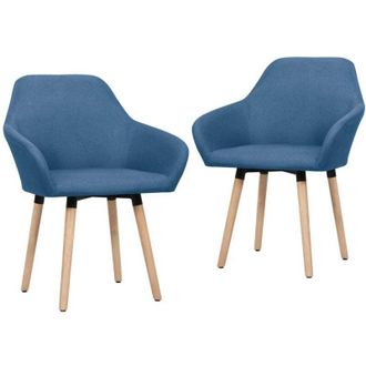 vidaXL Sillas De Comedor 2 Unidades Tela Azul Vidaxl