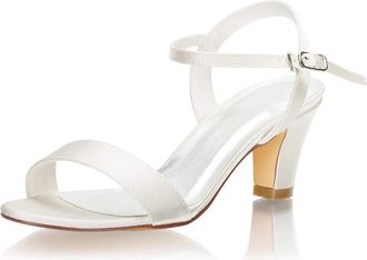 Emily Bridalwear Wedding Shoes Satin or Women Sandals Thick Heel (Ivory, Numeric_3_Point_5)